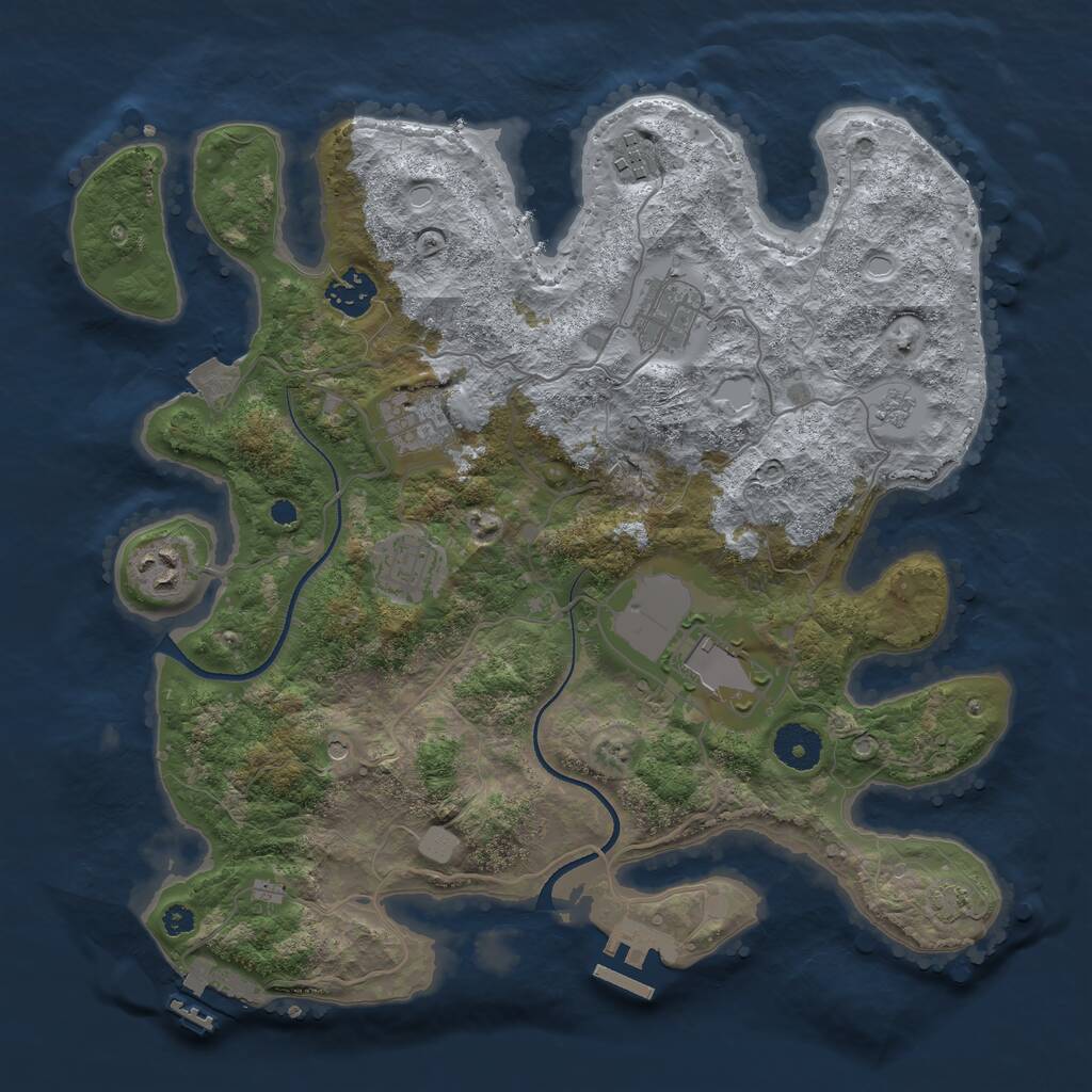 Rust Map: Procedural Map, Size: 3500, Seed: 1932373669, 13 Monuments