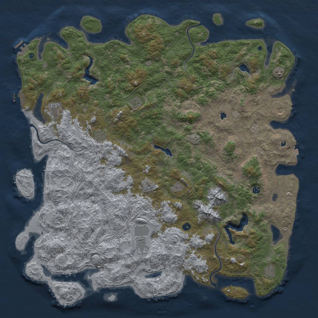 Rust Map: Procedural Map, Size: 6000, Seed: 173637843, 17 Monuments