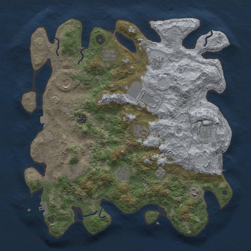 Rust Map: Procedural Map, Size: 4000, Seed: 938021, 19 Monuments