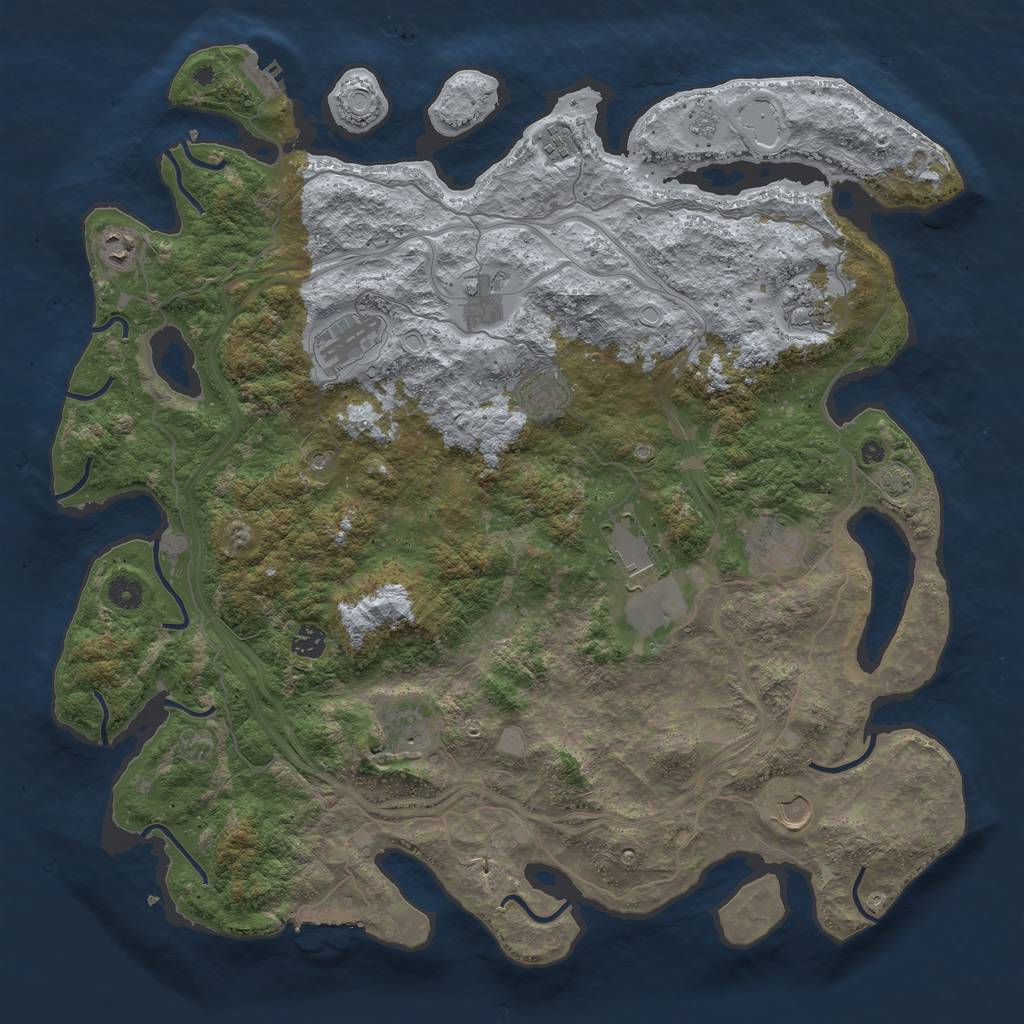 Rust Map: Procedural Map, Size: 4500, Seed: 1316790900, 19 Monuments