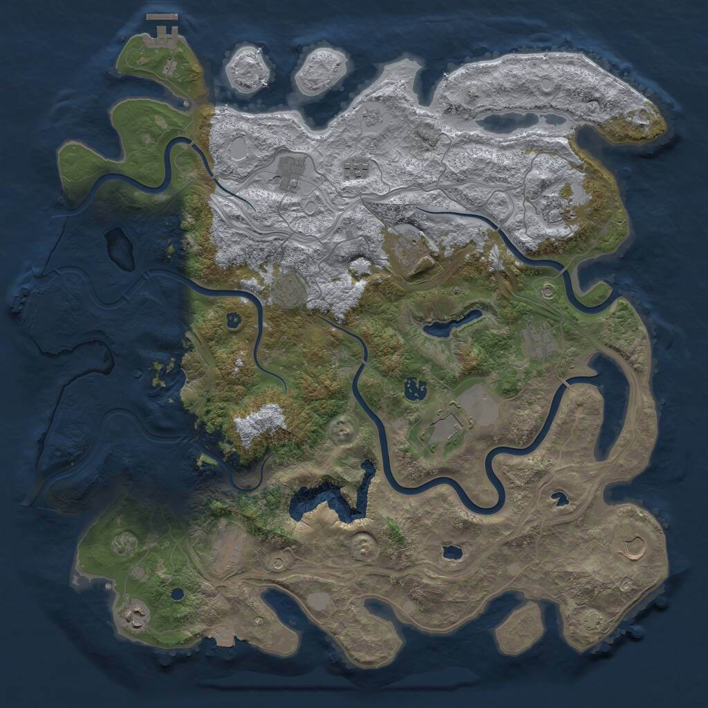 Rust Map: Procedural Map, Size: 4500, Seed: 1316790900, 17 Monuments