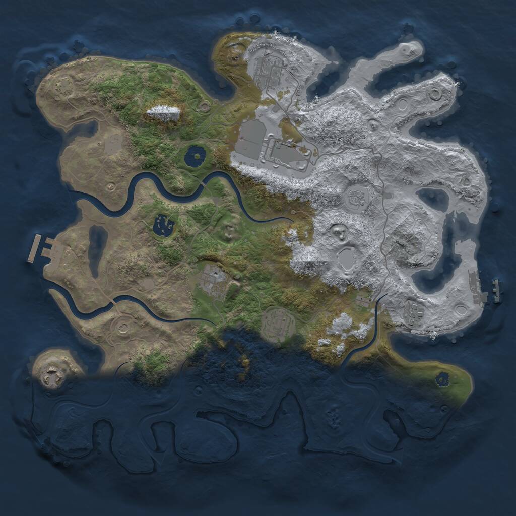 Rust Map: Procedural Map, Size: 3600, Seed: 214755423, 13 Monuments