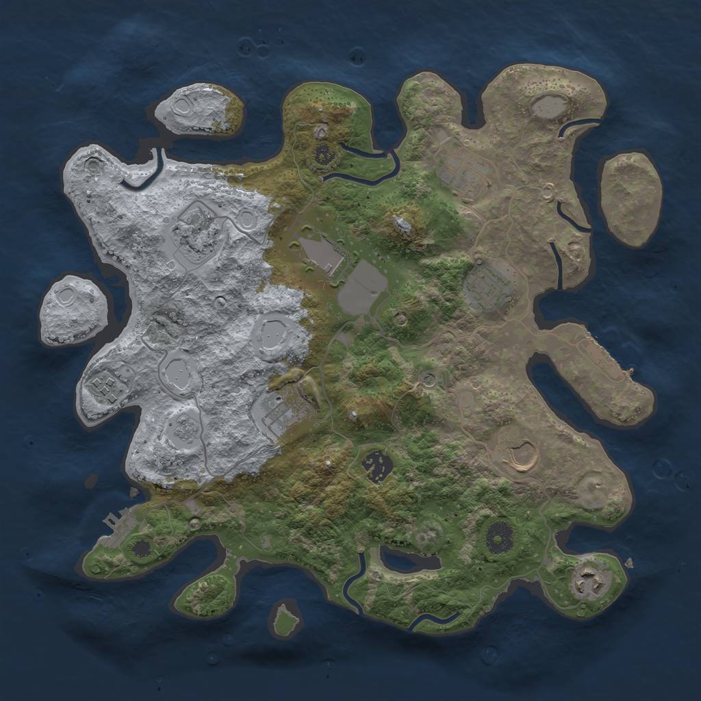 Rust Map: Procedural Map, Size: 3500, Seed: 1179702071, 18 Monuments