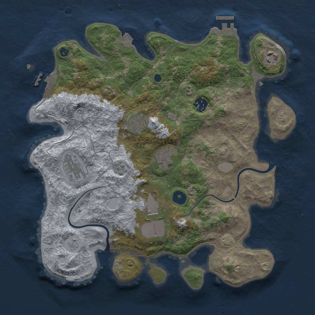 Rust Map: Procedural Map, Size: 3500, Seed: 117554109, 13 Monuments