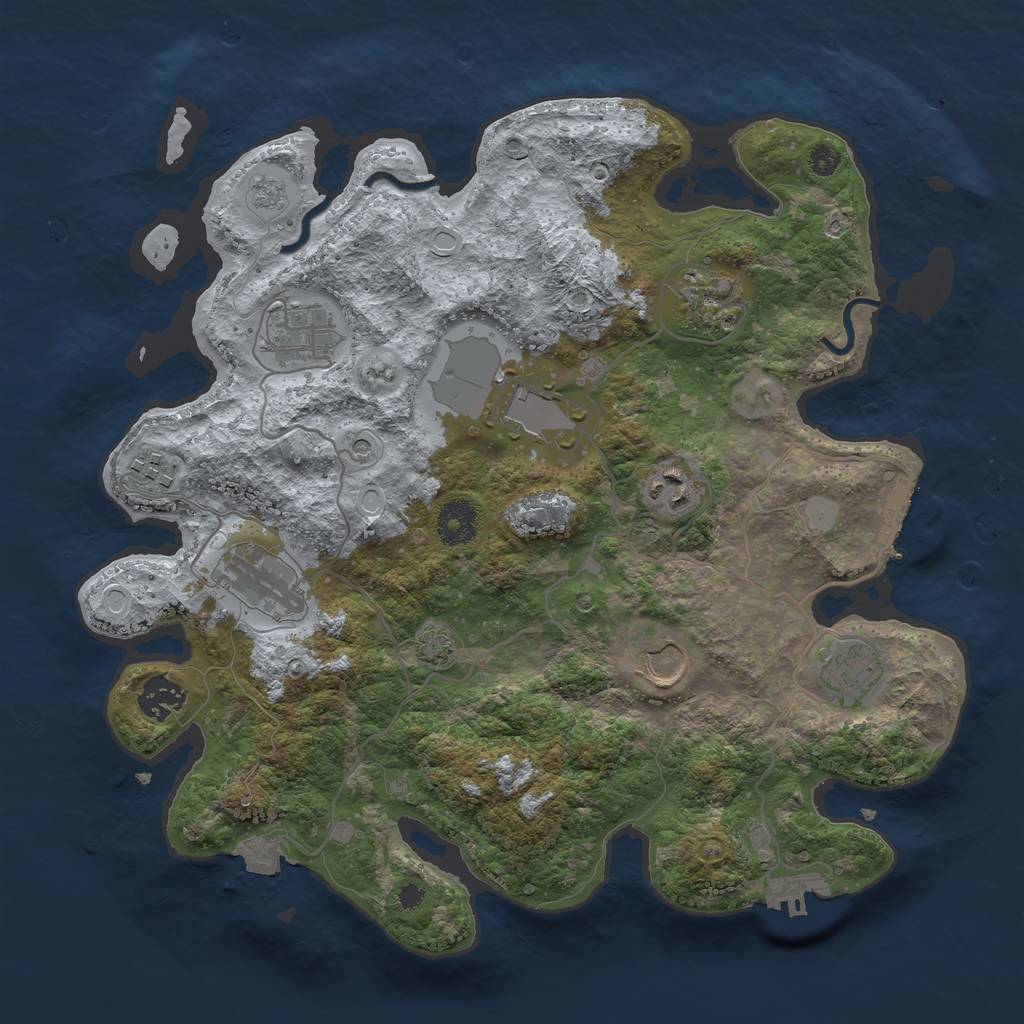 Rust Map: Procedural Map, Size: 3500, Seed: 1229747483, 17 Monuments