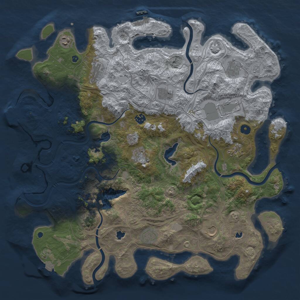 Rust Map: Procedural Map, Size: 4500, Seed: 731184225, 17 Monuments