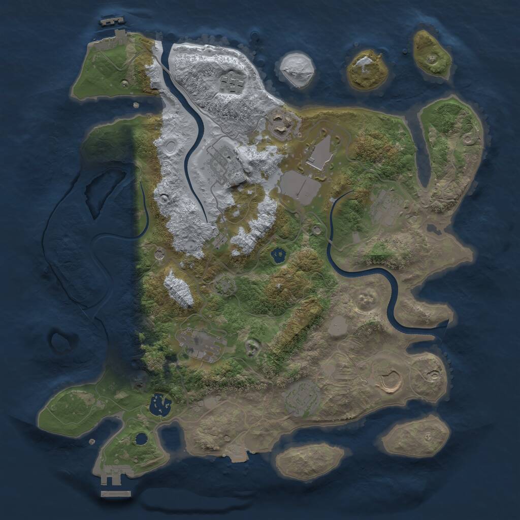 Rust Map: Procedural Map, Size: 3500, Seed: 120574107, 14 Monuments