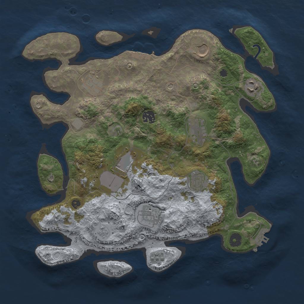 Rust Map: Procedural Map, Size: 3500, Seed: 739349417, 18 Monuments