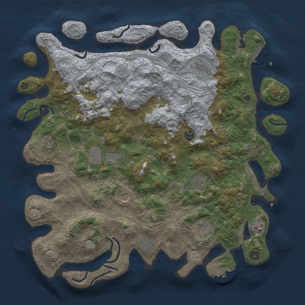 Rust Map: Procedural Map, Size: 4500, Seed: 966853974, 17 Monuments