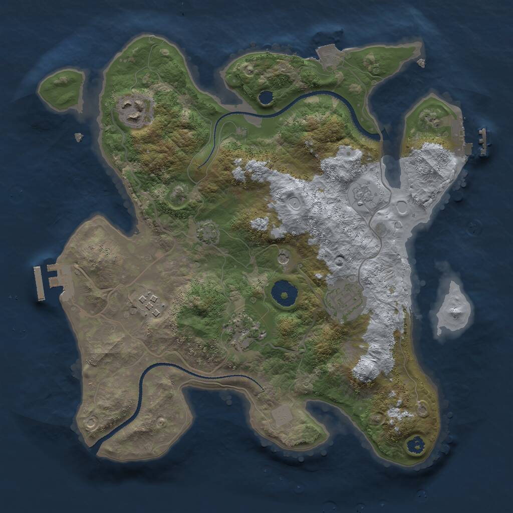 Rust Map: Procedural Map, Size: 3000, Seed: 63447, 10 Monuments