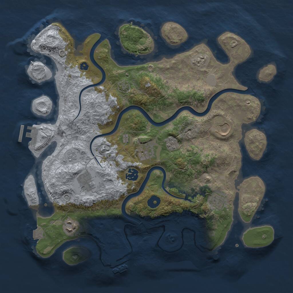 Rust Map: Procedural Map, Size: 3500, Seed: 934648309, 13 Monuments