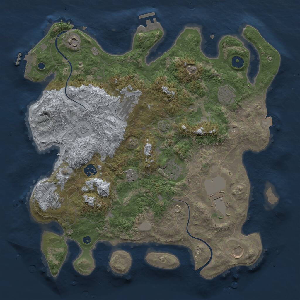 Rust Map: Procedural Map, Size: 3750, Seed: 3486489, 15 Monuments