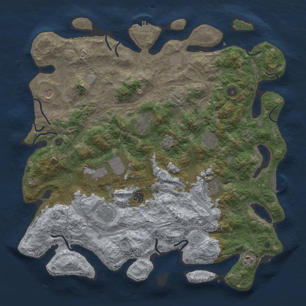 Rust Map: Procedural Map, Size: 4500, Seed: 713666, 18 Monuments