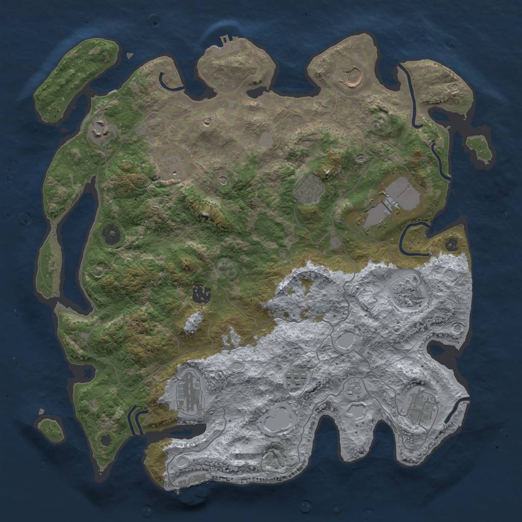 Rust Map: Procedural Map, Size: 4000, Seed: 25673, 19 Monuments