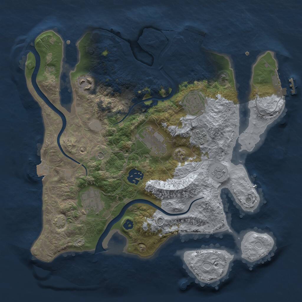 Rust Map: Procedural Map, Size: 3000, Seed: 56565, 12 Monuments
