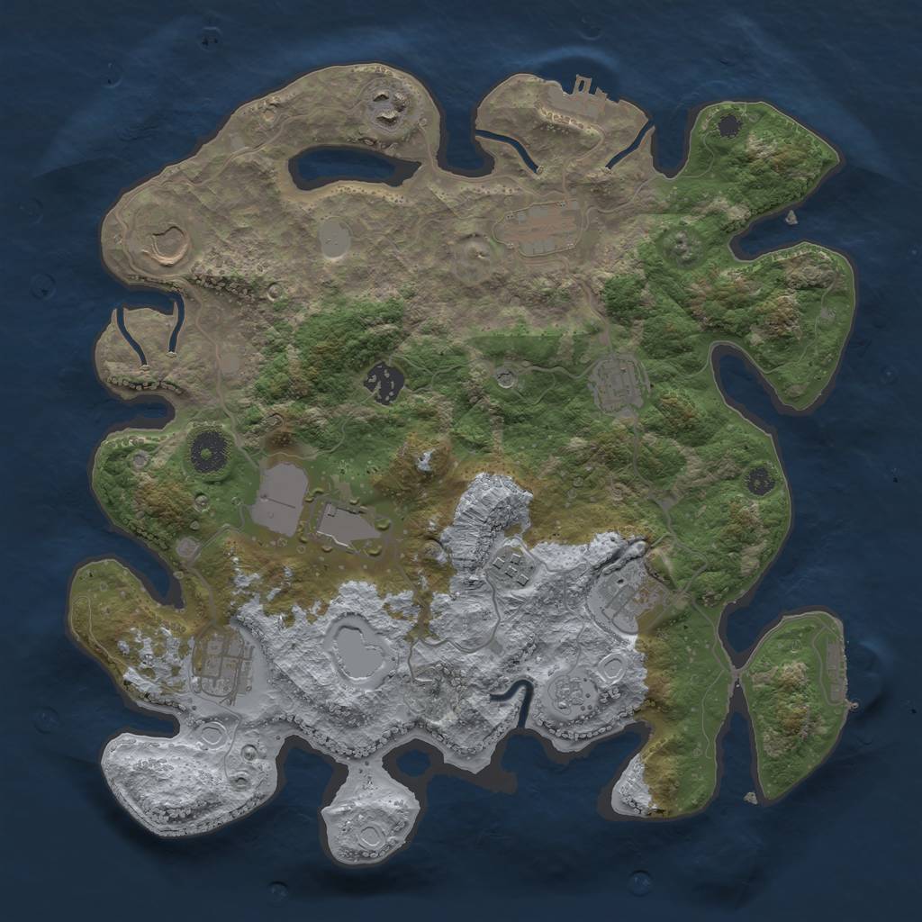 Rust Map: Procedural Map, Size: 3500, Seed: 80095739, 16 Monuments