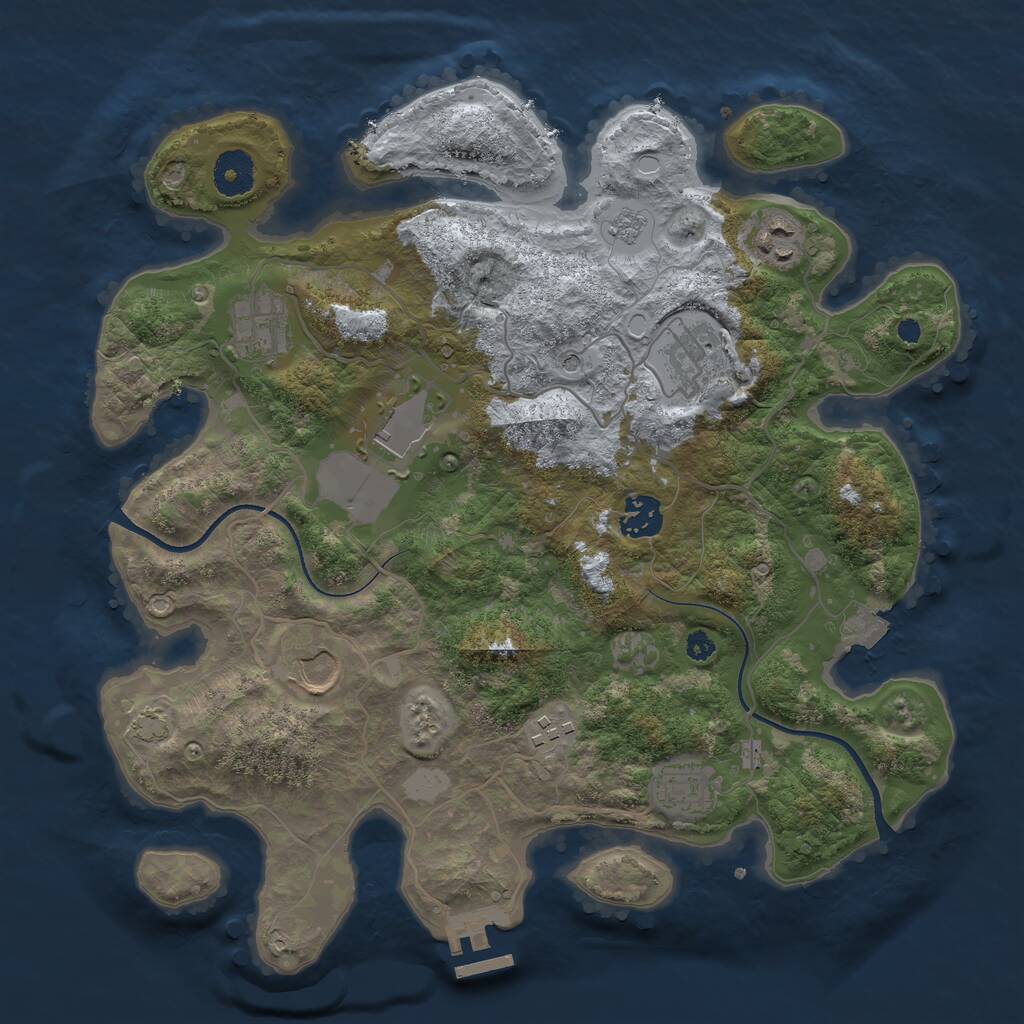 Rust Map: Procedural Map, Size: 3500, Seed: 1158153057, 13 Monuments