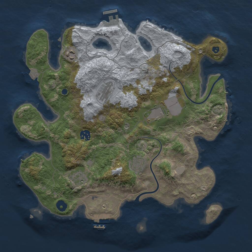 Rust Map: Procedural Map, Size: 3500, Seed: 1672622869, 12 Monuments