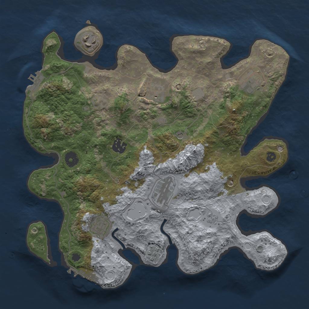 Rust Map: Procedural Map, Size: 3250, Seed: 52643, 16 Monuments