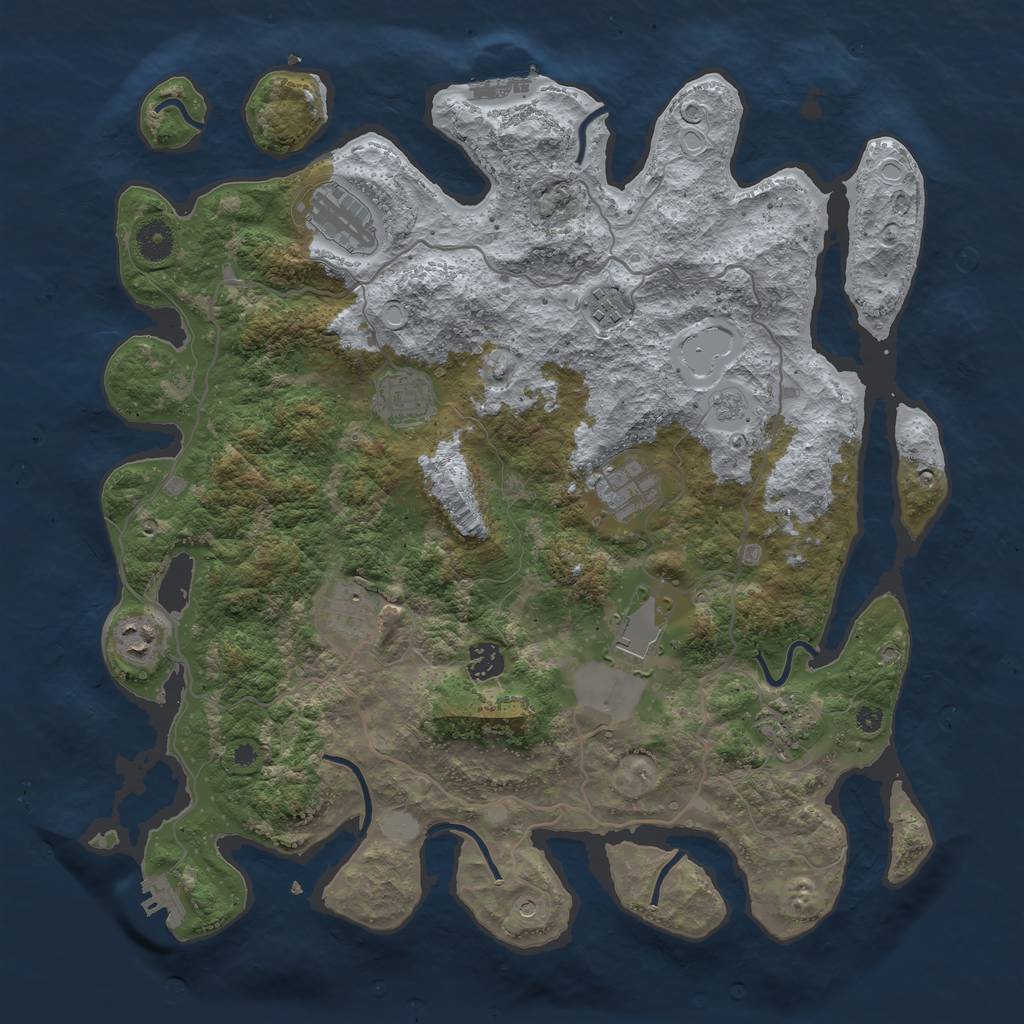 Rust Map: Procedural Map, Size: 4000, Seed: 216, 18 Monuments
