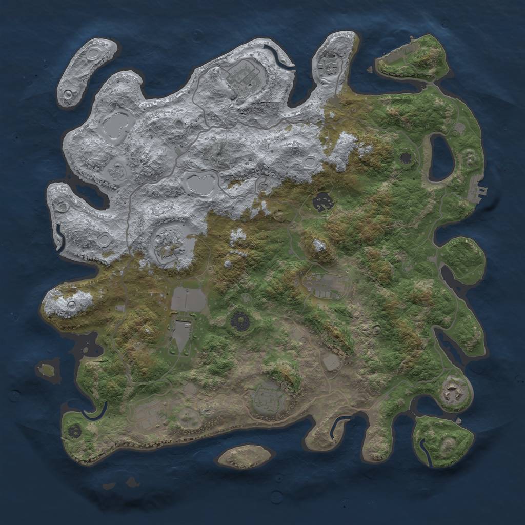 Rust Map: Procedural Map, Size: 4000, Seed: 4999, 18 Monuments
