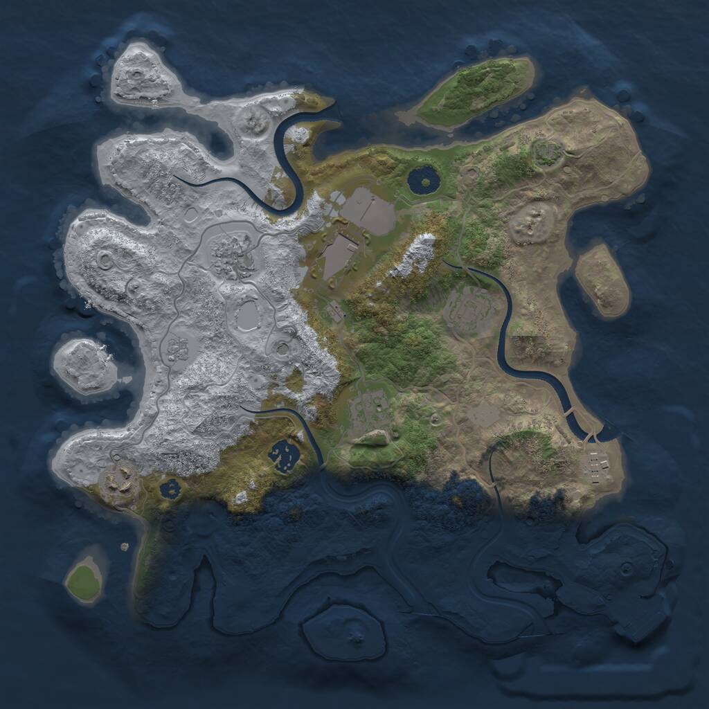 Rust Map: Procedural Map, Size: 3500, Seed: 14310887, 12 Monuments