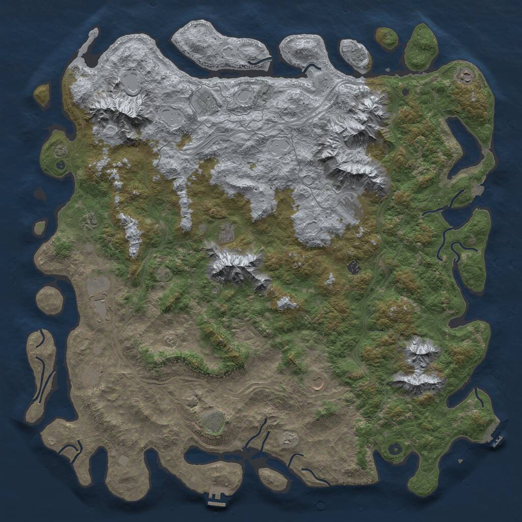 Rust Map: Procedural Map, Size: 6000, Seed: 534543233, 17 Monuments