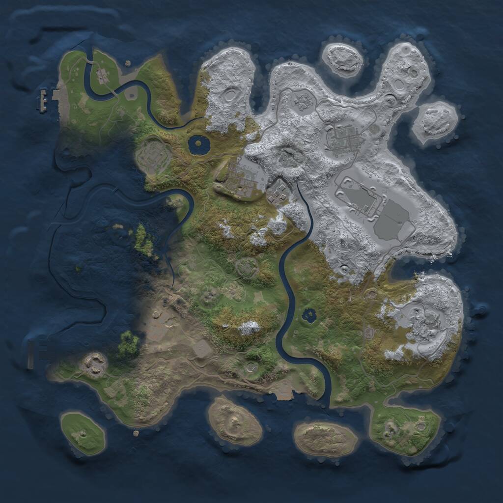Rust Map: Procedural Map, Size: 3500, Seed: 16035196, 14 Monuments