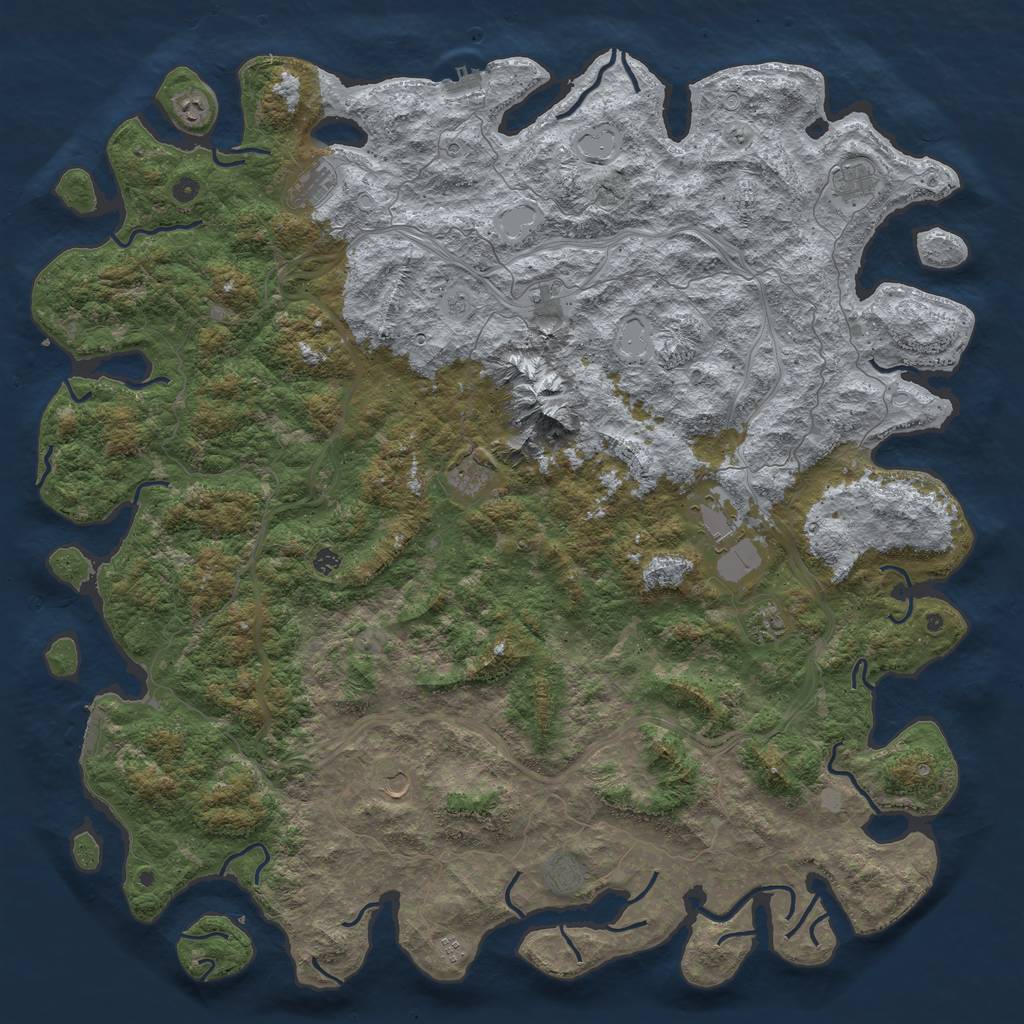Rust Map: Procedural Map, Size: 6000, Seed: 5423, 20 Monuments