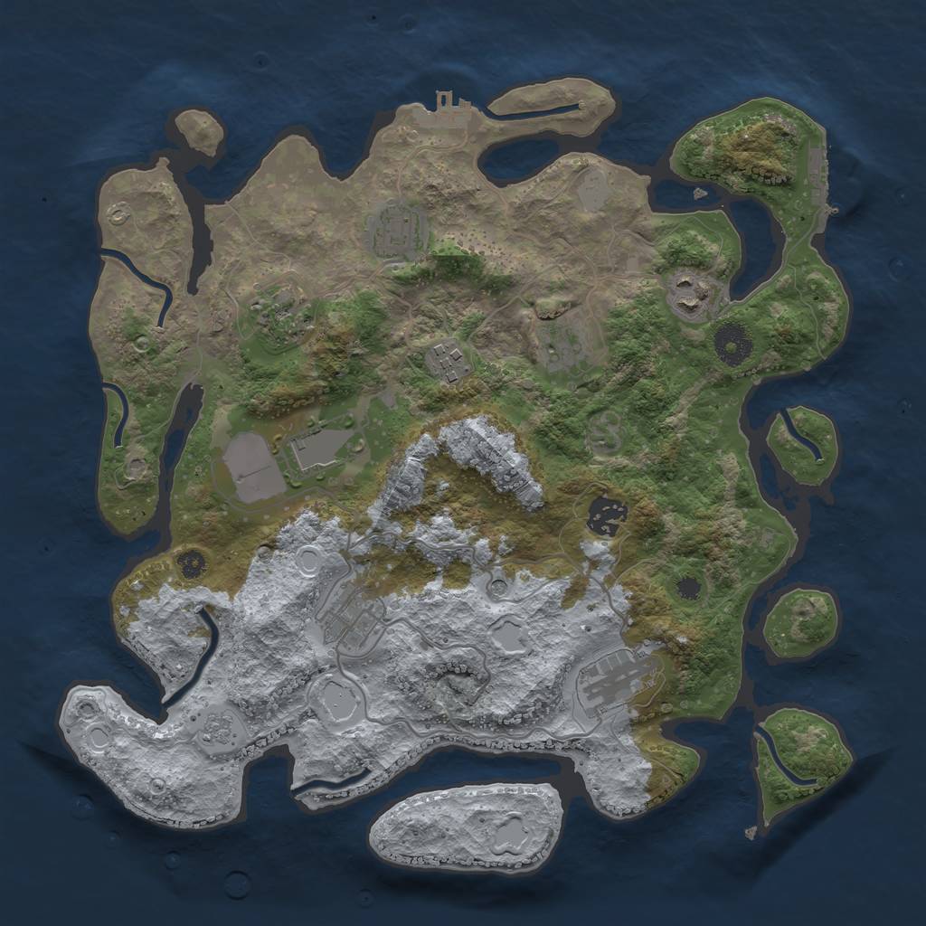 Rust Map: Procedural Map, Size: 3500, Seed: 1092531259, 18 Monuments