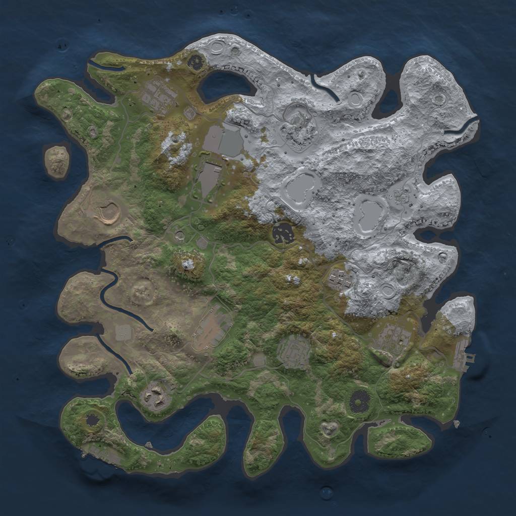 Rust Map: Procedural Map, Size: 3500, Seed: 1266187613, 19 Monuments