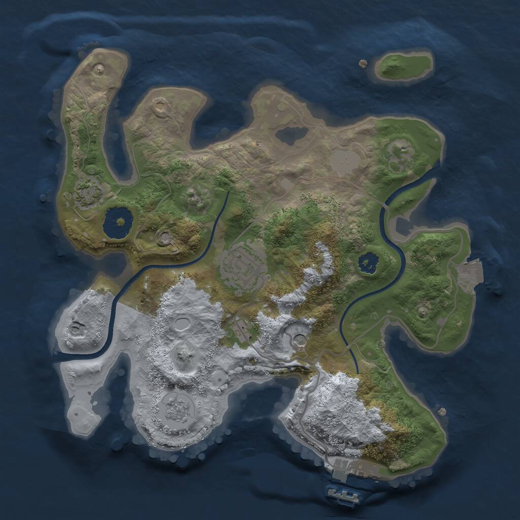 Rust Map: Procedural Map, Size: 2500, Seed: 70000, 6 Monuments