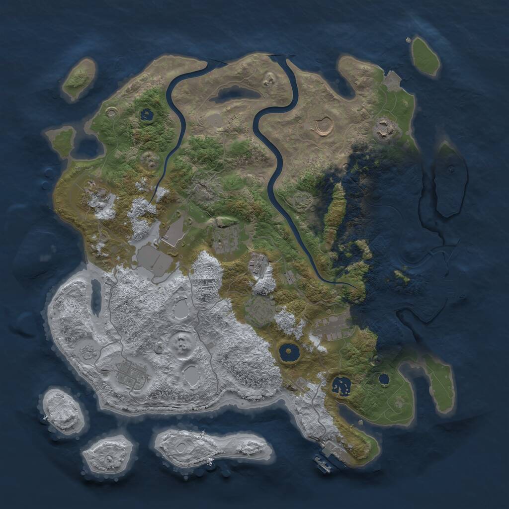 Rust Map: Procedural Map, Size: 3900, Seed: 1235325, 16 Monuments