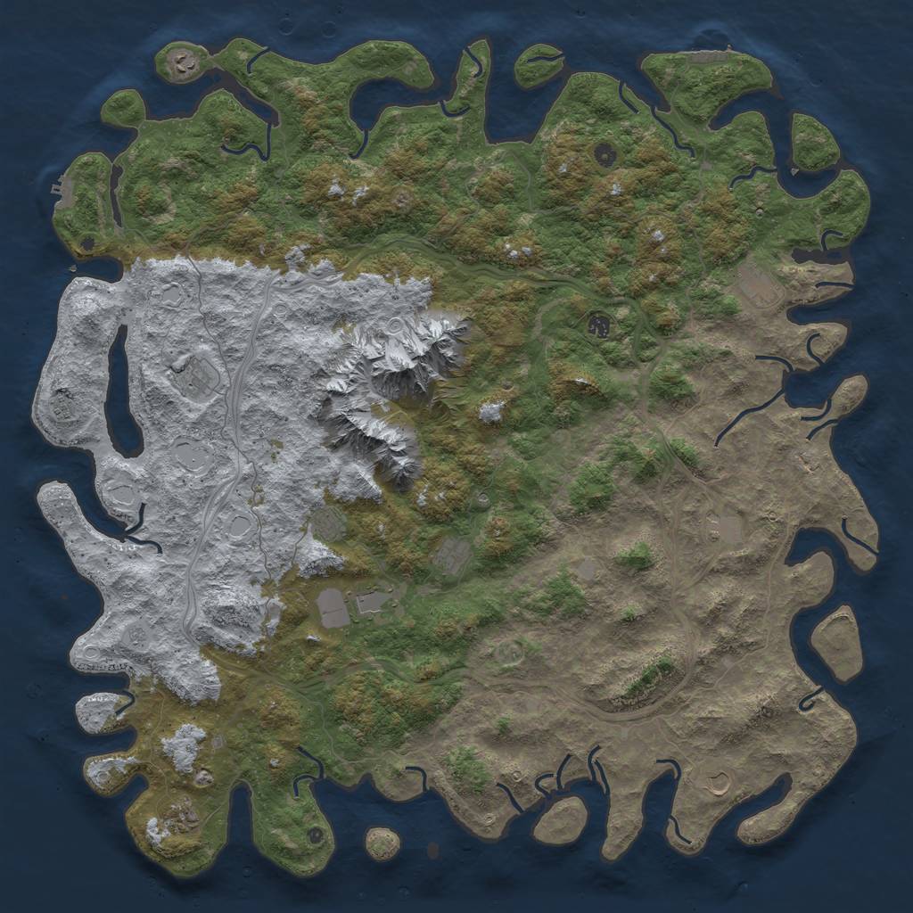 Rust Map: Procedural Map, Size: 6000, Seed: 76584539, 20 Monuments