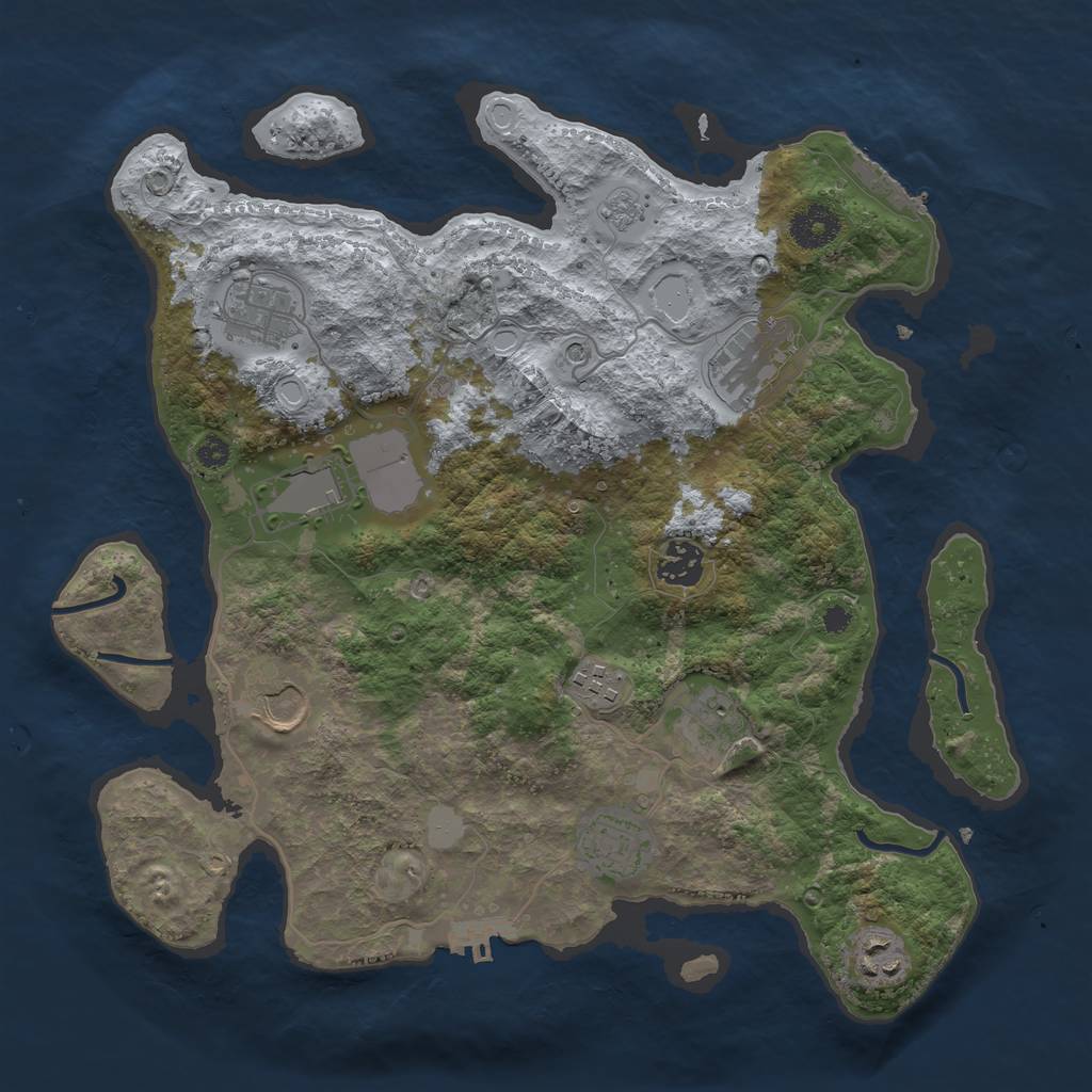 Rust Map: Procedural Map, Size: 3500, Seed: 83270408, 18 Monuments