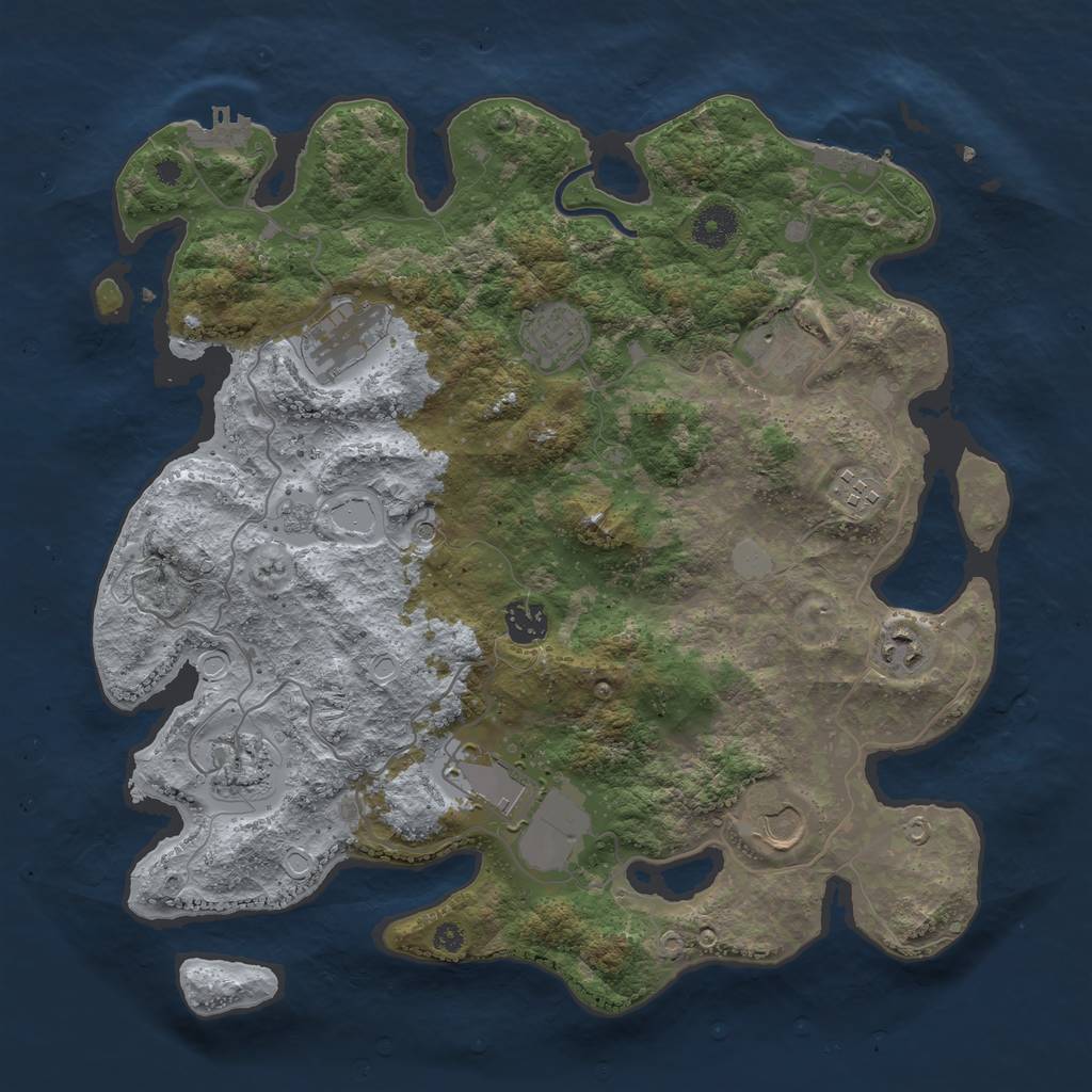 Rust Map: Procedural Map, Size: 3750, Seed: 260971175, 18 Monuments