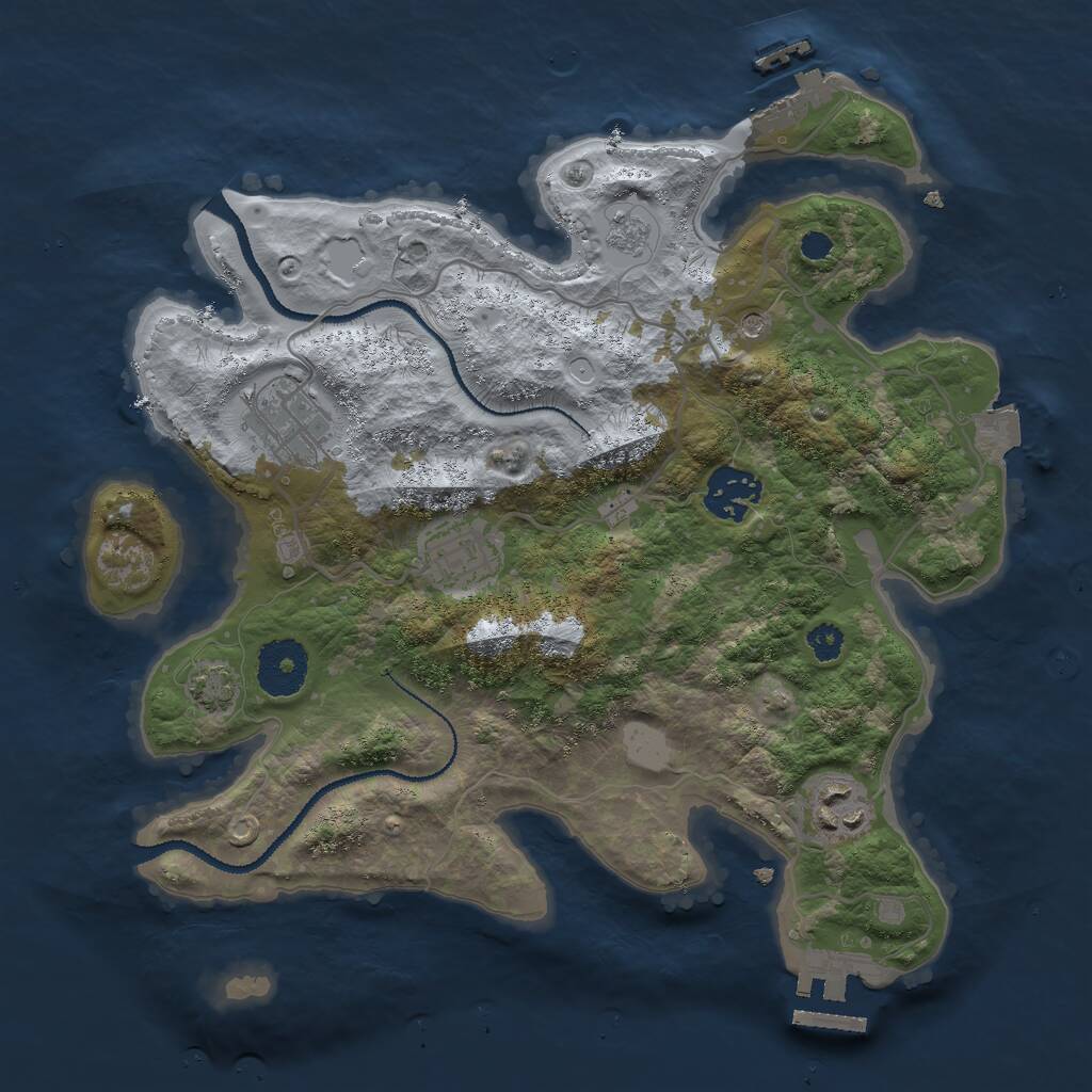 Rust Map: Procedural Map, Size: 3000, Seed: 4216395, 10 Monuments