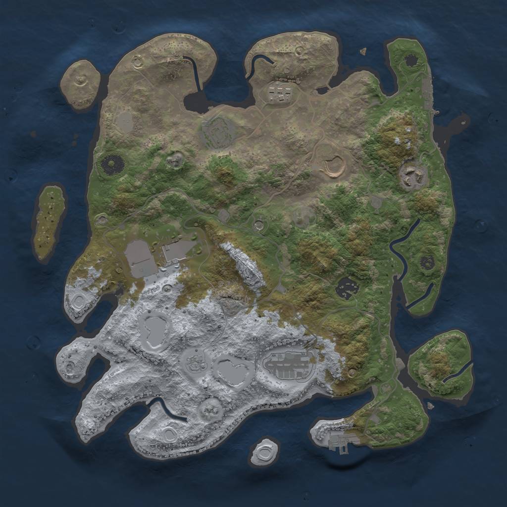 Rust Map: Procedural Map, Size: 3500, Seed: 79818578, 16 Monuments