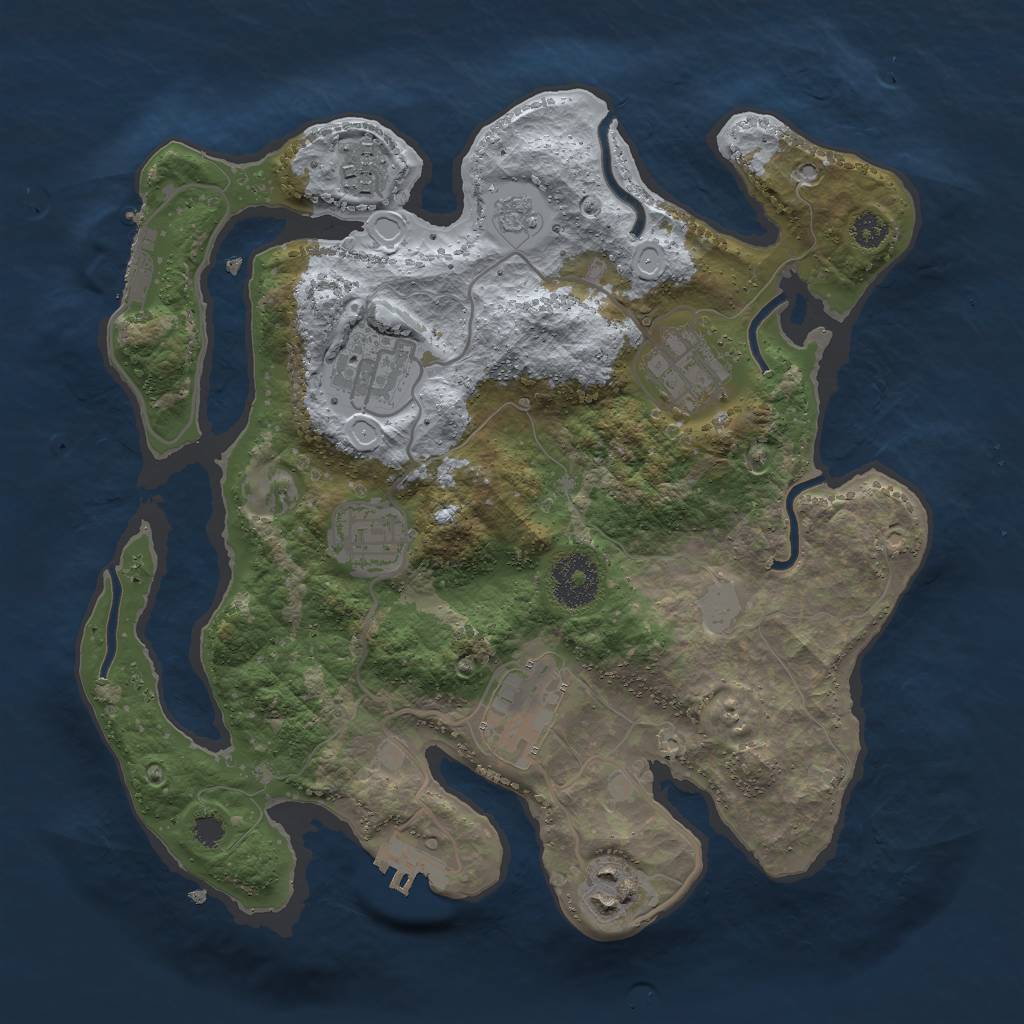 Rust Map: Procedural Map, Size: 3000, Seed: 62410750, 14 Monuments