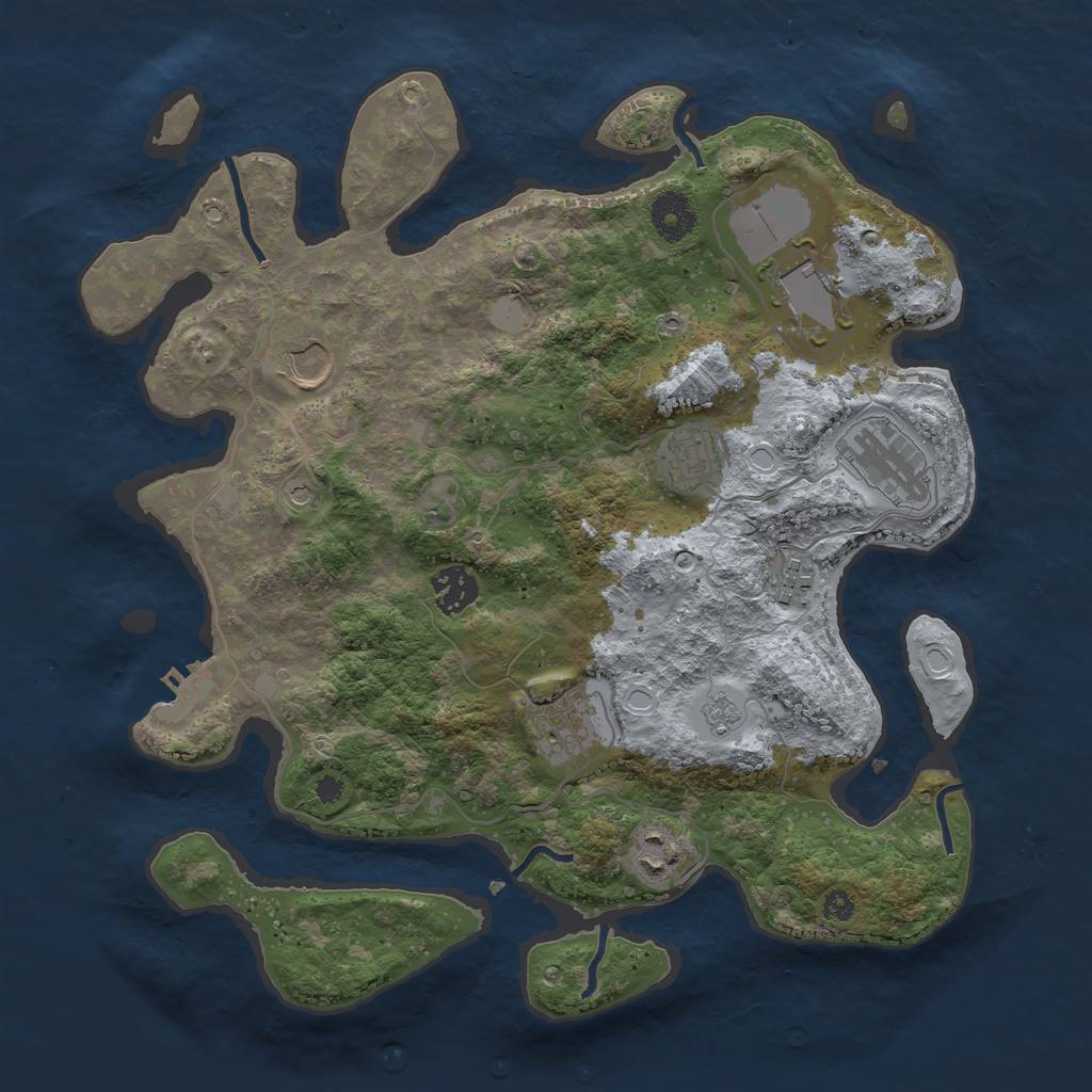 Rust Map: Procedural Map, Size: 3500, Seed: 454199245, 16 Monuments