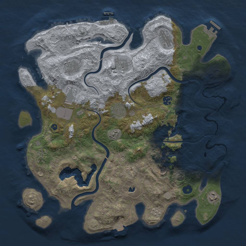 Rust Map: Procedural Map, Size: 4000, Seed: 11023, 16 Monuments