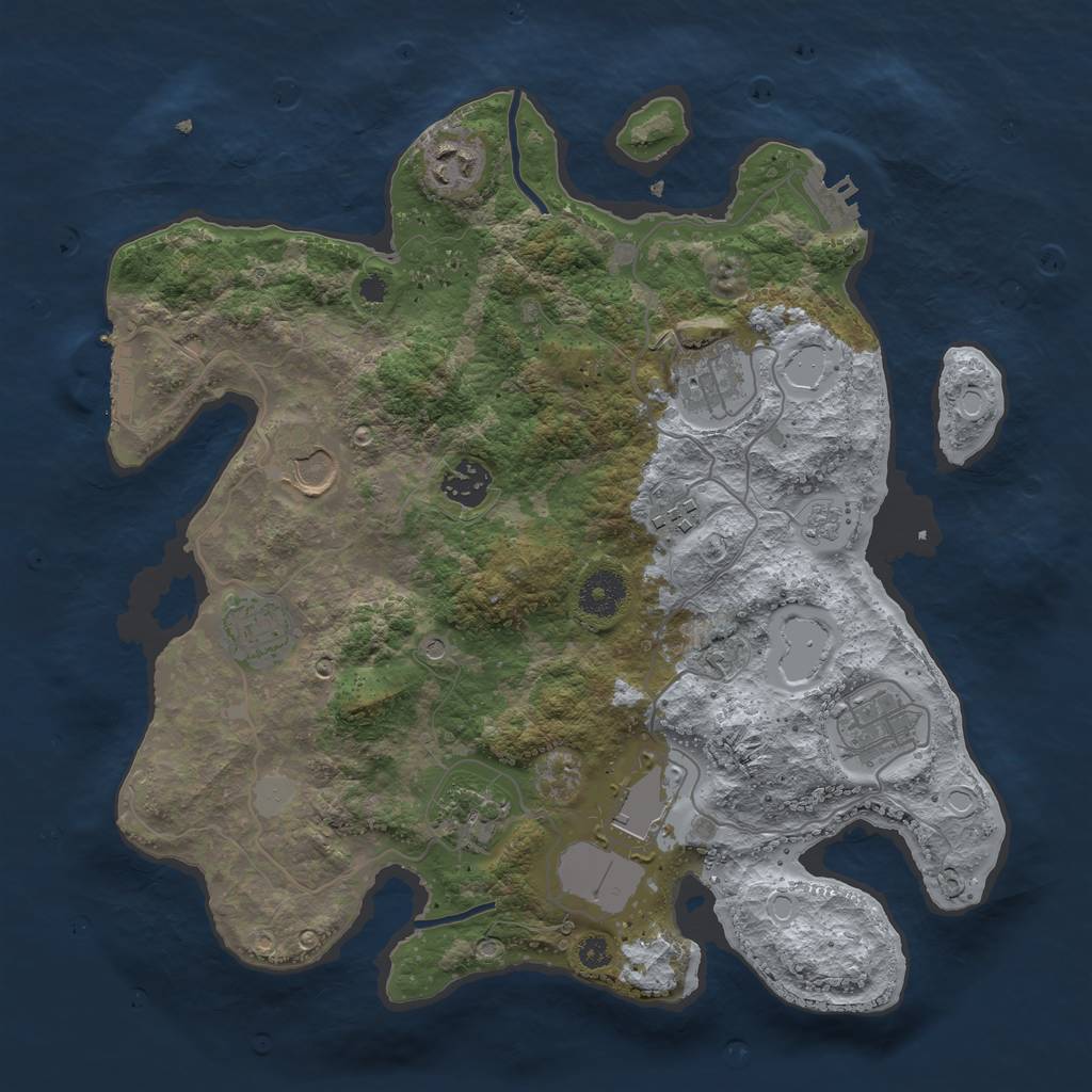 Rust Map: Procedural Map, Size: 3500, Seed: 138397291, 18 Monuments