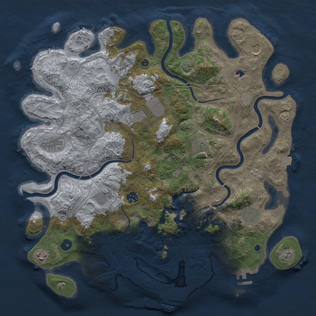 Rust Map: Procedural Map, Size: 4250, Seed: 1195946739, 16 Monuments