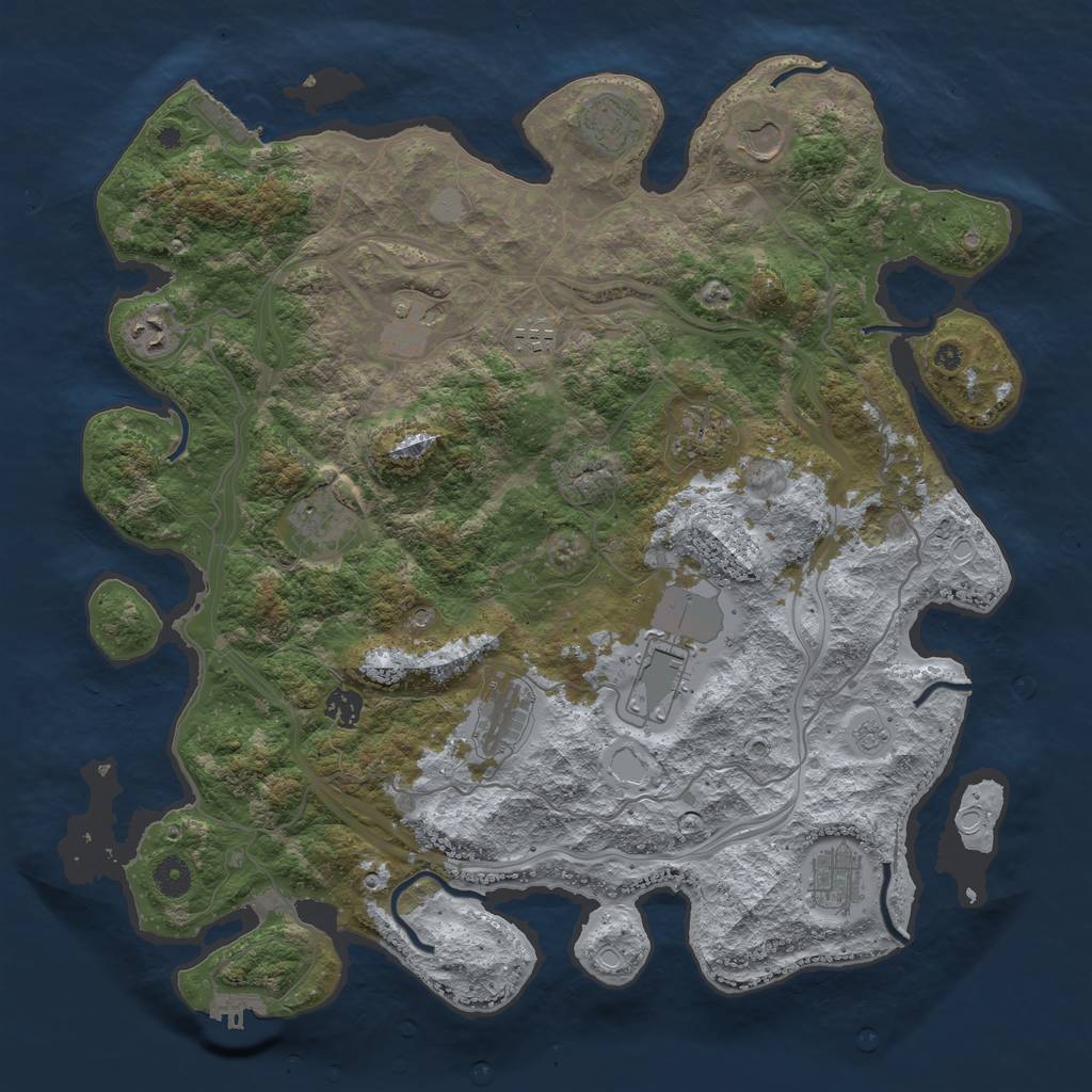 Rust Map: Procedural Map, Size: 4250, Seed: 1043631838, 20 Monuments
