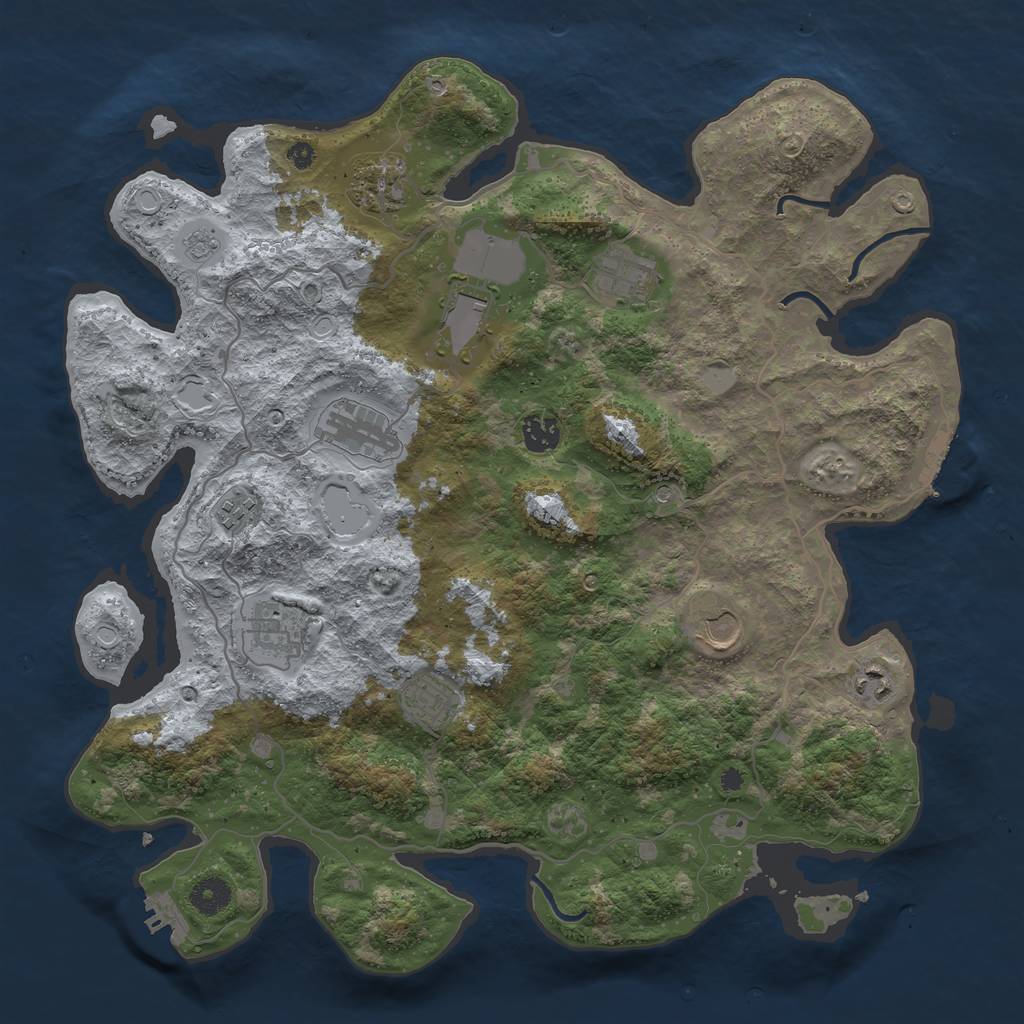 Rust Map: Procedural Map, Size: 4000, Seed: 655345355, 19 Monuments