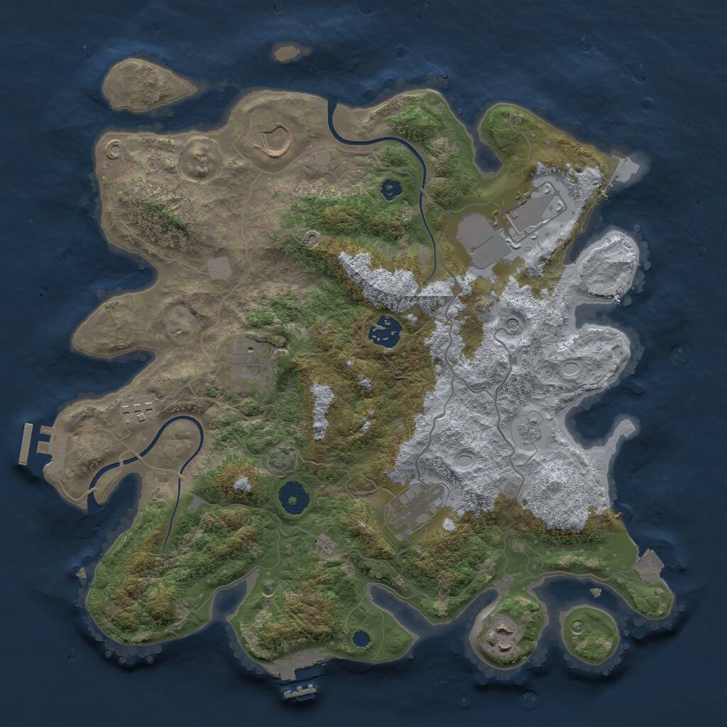Rust Map: Procedural Map, Size: 3500, Seed: 1461023673, 13 Monuments