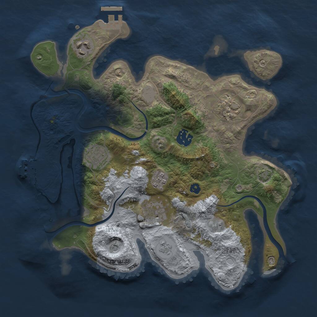 Rust Map: Procedural Map, Size: 3000, Seed: 68381030, 12 Monuments