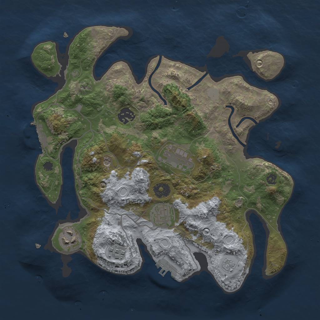 Rust Map: Procedural Map, Size: 3000, Seed: 68381030, 14 Monuments