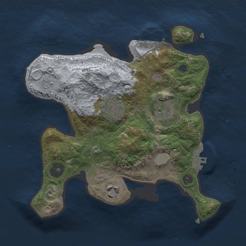 Rust Map: Procedural Map, Size: 2500, Seed: 413393102, 11 Monuments