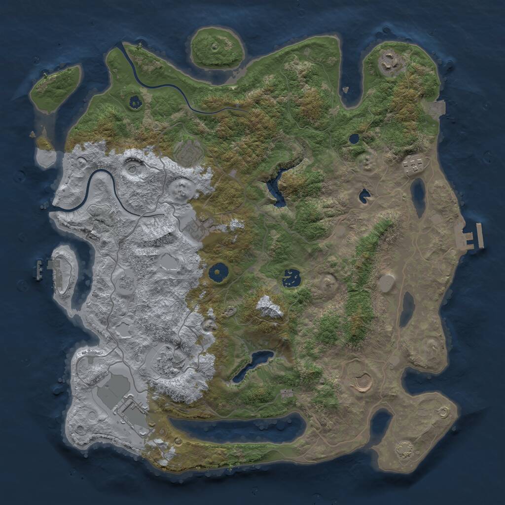 Rust Map: Procedural Map, Size: 4000, Seed: 793810033, 14 Monuments